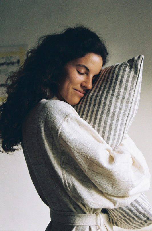 Striped Grey Cushion Cover