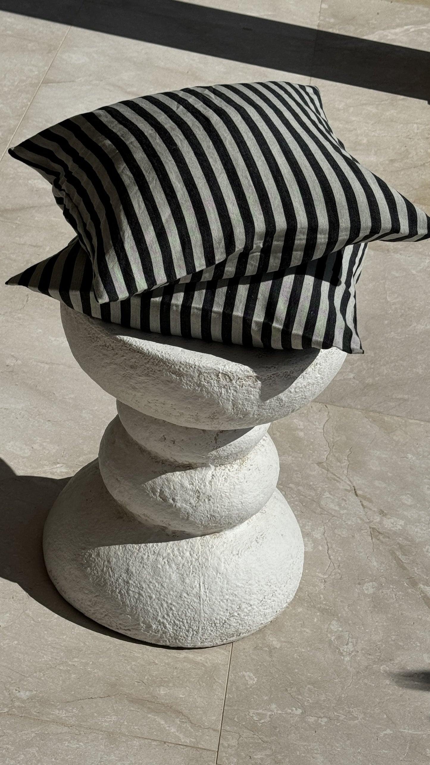 Striped Black Cushion Cover