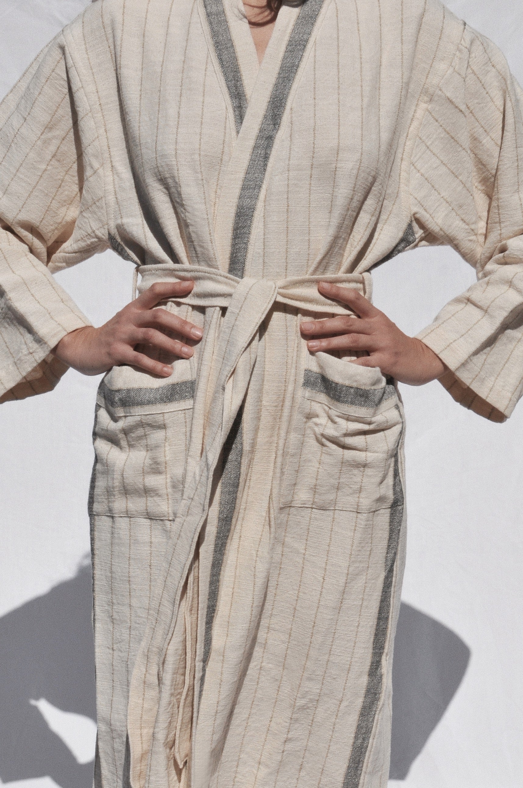 Mizar & Alcor Turkish Linen Robe - Natural | Obakki